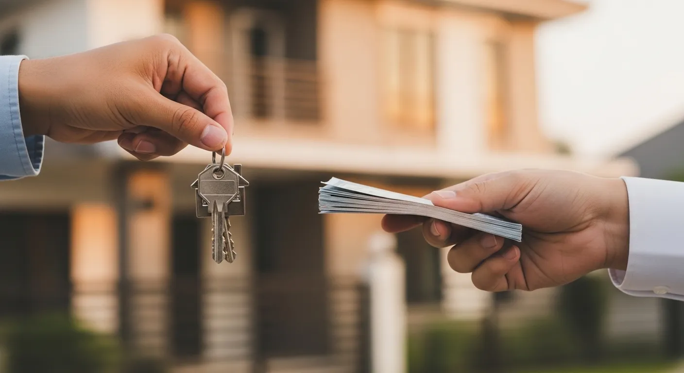Seller handing keys for fast cash offer
