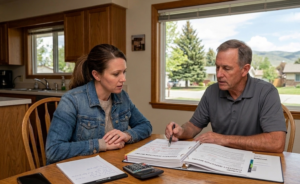 Discussing home inspection results before selling