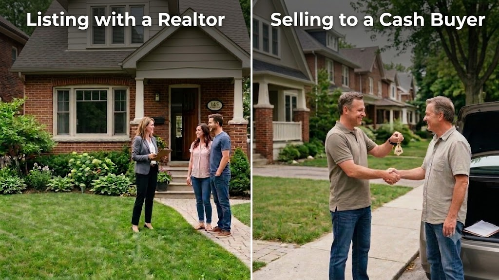 Home Selling Comparison Showing Realtor and Cash Buyer Options