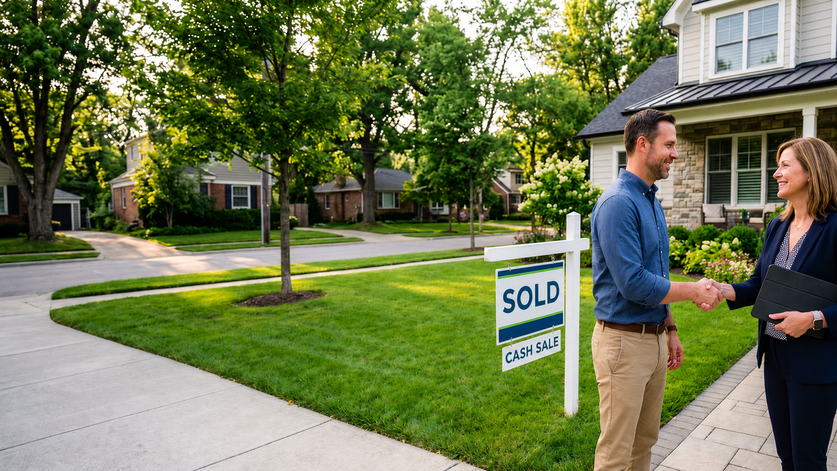 Homeowner selling house directly to a cash home buyer