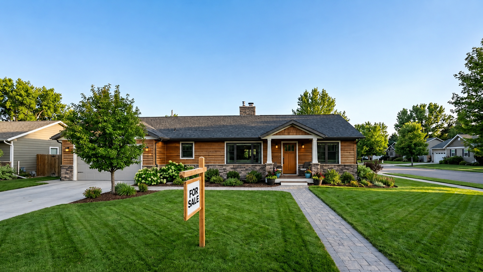 Wyoming home selling timeline and process with a “For Sale” sign