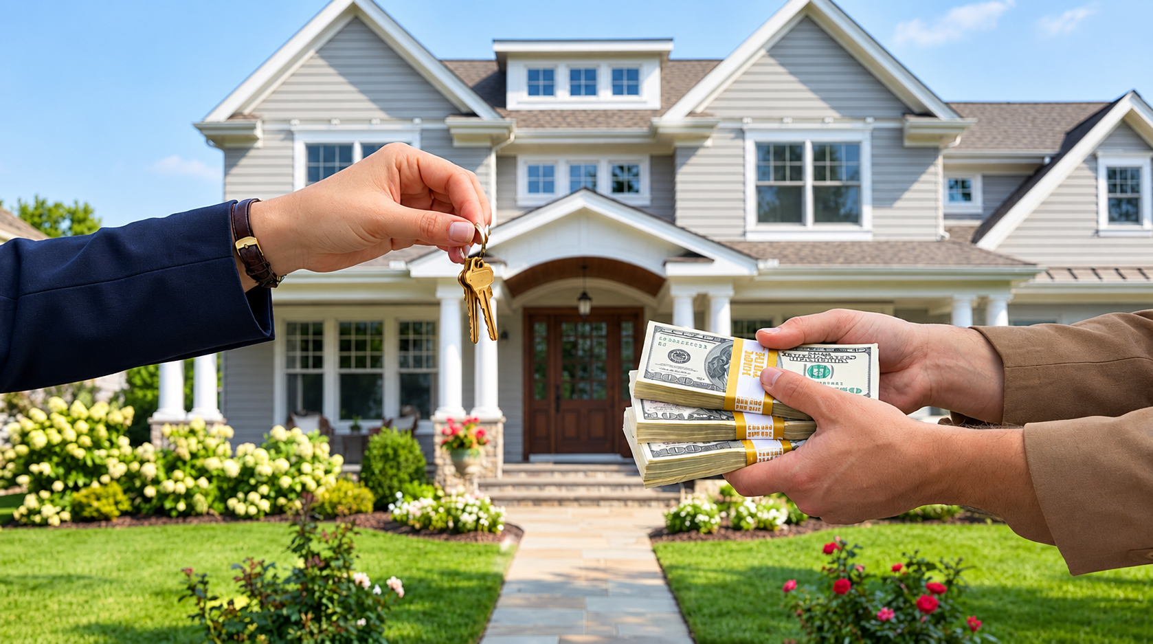 House keys exchanged for cash in a home sale